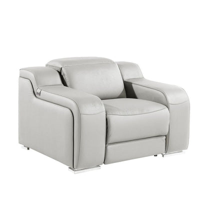Fauteuil inclinable mural en cuir italien gris clair HomeRoots 41 avec port USB