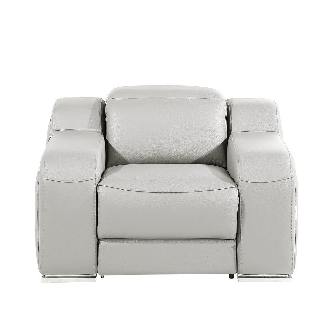 Fauteuil inclinable mural en cuir italien gris clair HomeRoots 41 avec port USB