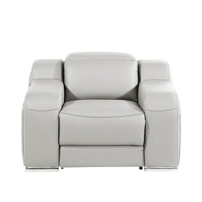 Fauteuil inclinable mural en cuir italien gris clair HomeRoots 41 avec port USB