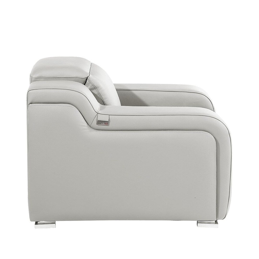 Fauteuil inclinable mural en cuir italien gris clair HomeRoots 41 avec port USB