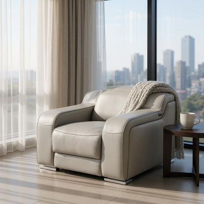 Fauteuil inclinable mural en cuir italien gris clair HomeRoots 41 avec port USB