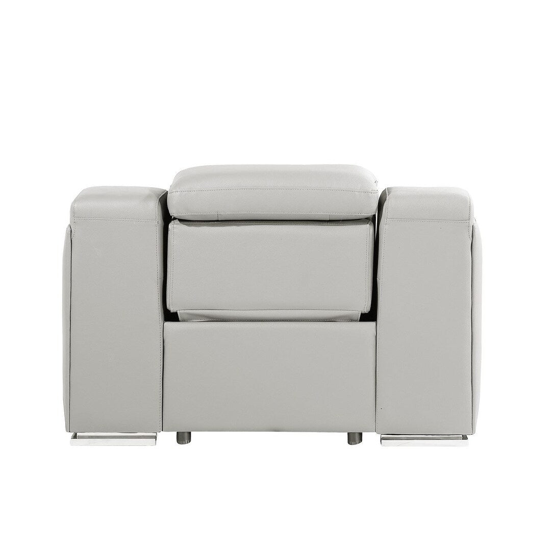 Fauteuil inclinable mural en cuir italien gris clair HomeRoots 41 avec port USB