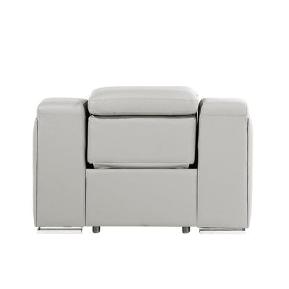 Fauteuil inclinable mural en cuir italien gris clair HomeRoots 41 avec port USB