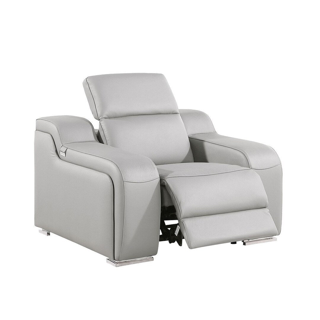 Fauteuil inclinable mural en cuir italien gris clair HomeRoots 41 avec port USB