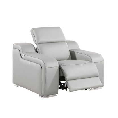 Fauteuil inclinable mural en cuir italien gris clair HomeRoots 41 avec port USB