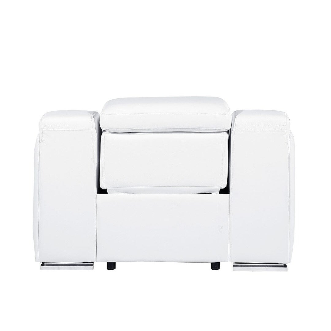 Fauteuil inclinable mural en cuir italien blanc HomeRoots 41 avec port USB