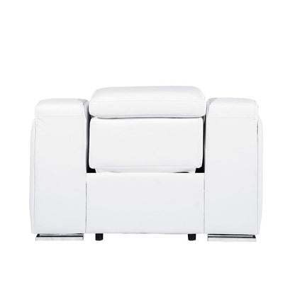 Fauteuil inclinable mural en cuir italien blanc HomeRoots 41 avec port USB