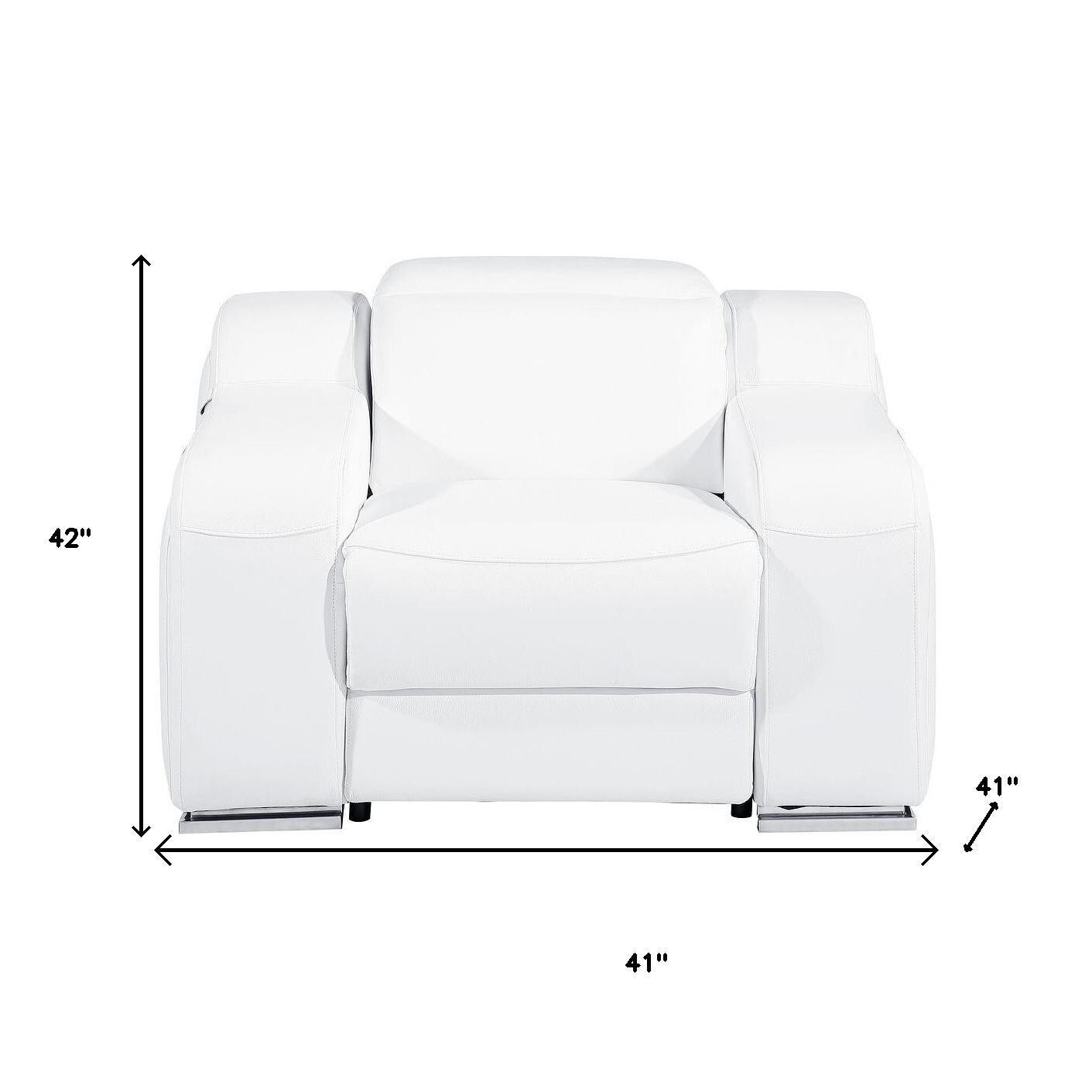 Fauteuil inclinable mural en cuir italien blanc HomeRoots 41 avec port USB