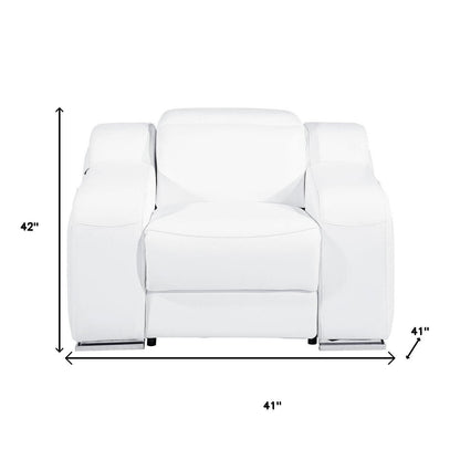 Fauteuil inclinable mural en cuir italien blanc HomeRoots 41 avec port USB