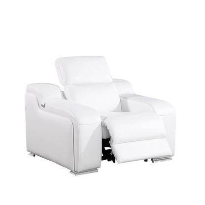 Fauteuil inclinable mural en cuir italien blanc HomeRoots 41 avec port USB