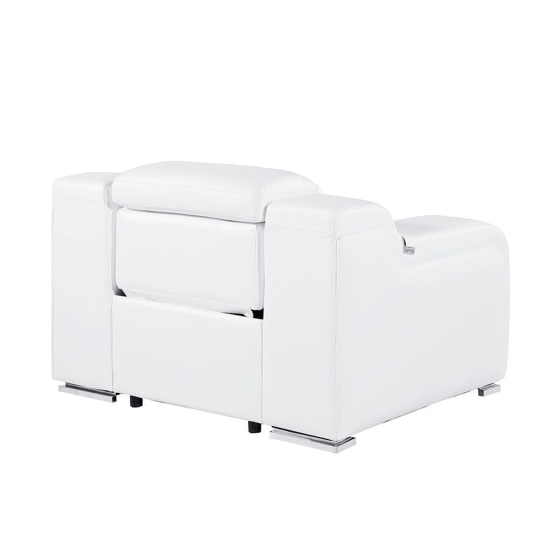 Fauteuil inclinable mural en cuir italien blanc HomeRoots 41 avec port USB