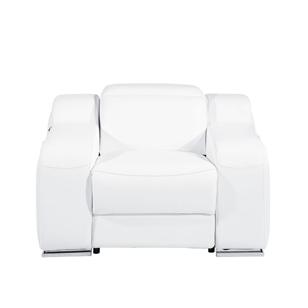 Fauteuil inclinable mural en cuir italien blanc HomeRoots 41 avec port USB
