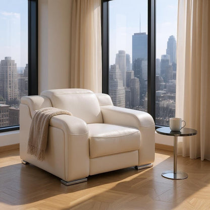 Fauteuil inclinable mural en cuir italien blanc HomeRoots 41 avec port USB