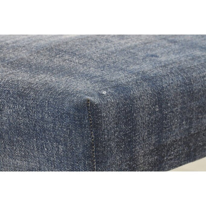 Banc rembourré HomeRoots 47 bleu et crème à motif abstrait avec pieds bleus - 47 x 18 x 16