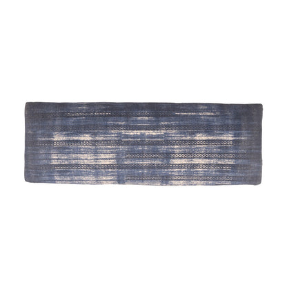 Banc rembourré HomeRoots 47 bleu et crème à motif abstrait avec pieds bleus - 47 x 18 x 16