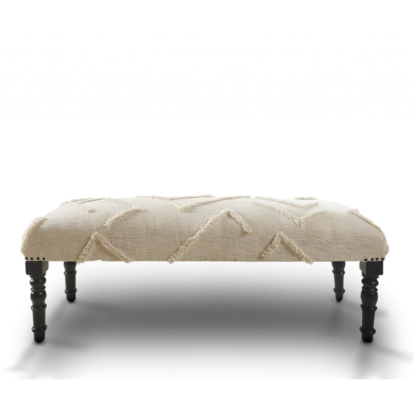Banc géométrique rembourré en coton crème et noir HomeRoots 47 - 47 x 18 x 16