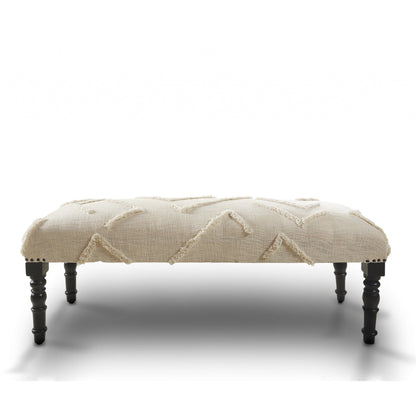 Banc géométrique rembourré en coton crème et noir HomeRoots 47 - 47 x 18 x 16