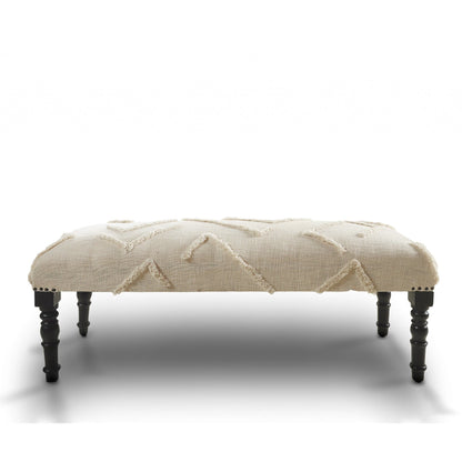 Banc géométrique rembourré en coton crème et noir HomeRoots 47 - 47 x 18 x 16