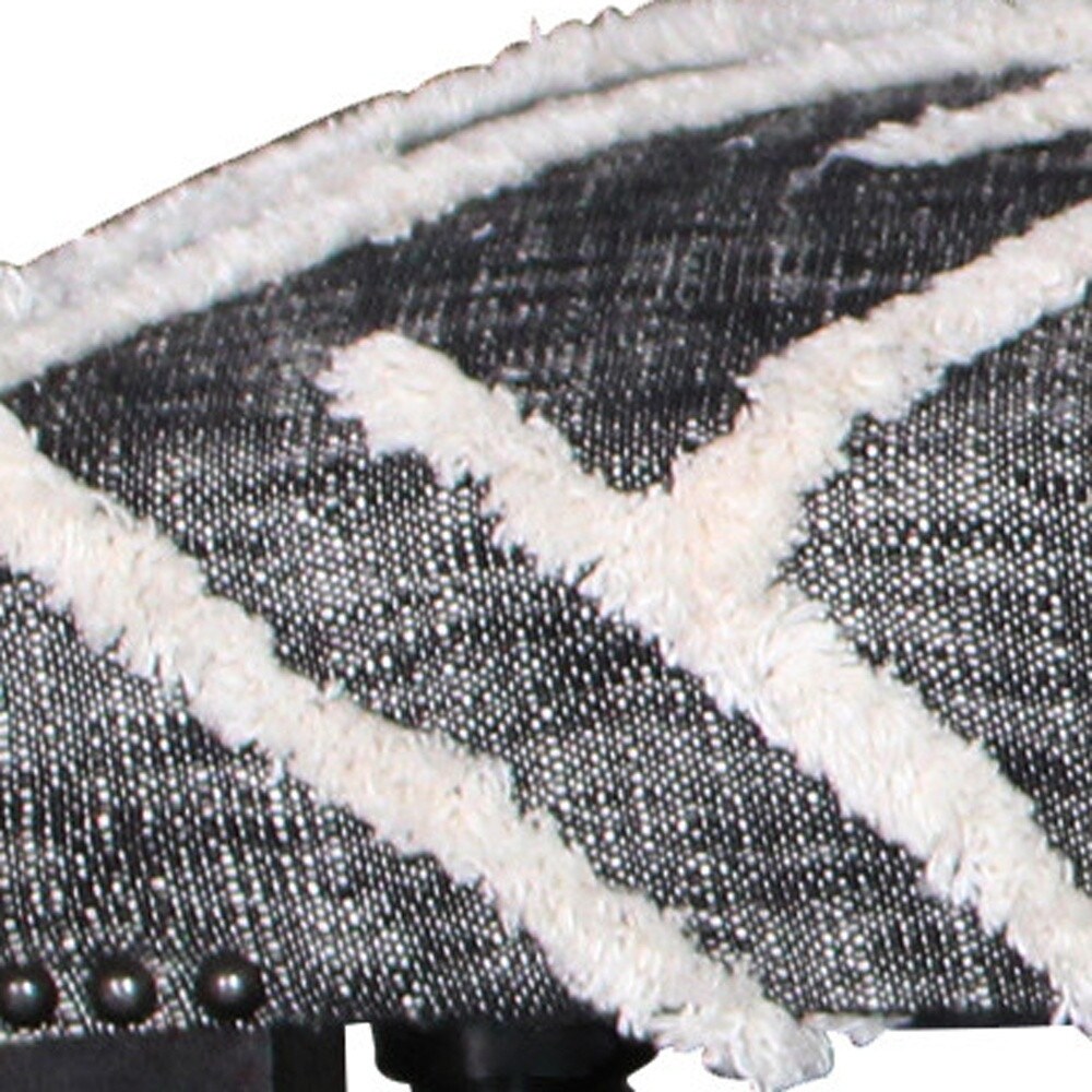 Banc rembourré en coton gris et blanc HomeRoots 47 - 47 x 18 x 16