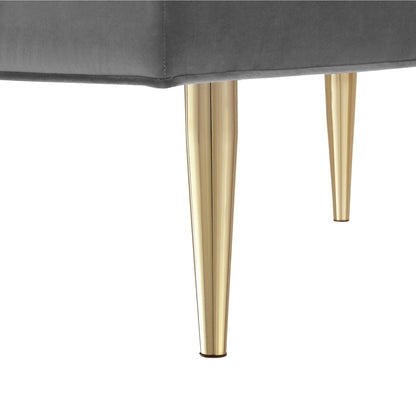 Banc rembourré en velours gris clair et doré HomeRoots 53 - 22