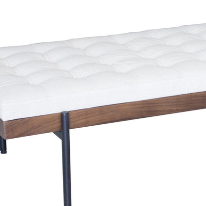 Banc rembourré en bois et métal, capitonné, marron ivoire et noir, HomeRoots 72, avec coussin - 72