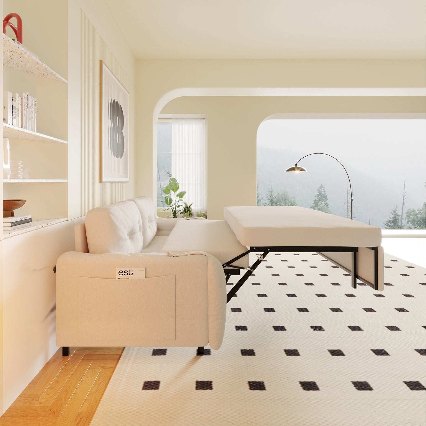 Canapé-lit queen-size Homylin en velours de 66,2 pouces avec rangement