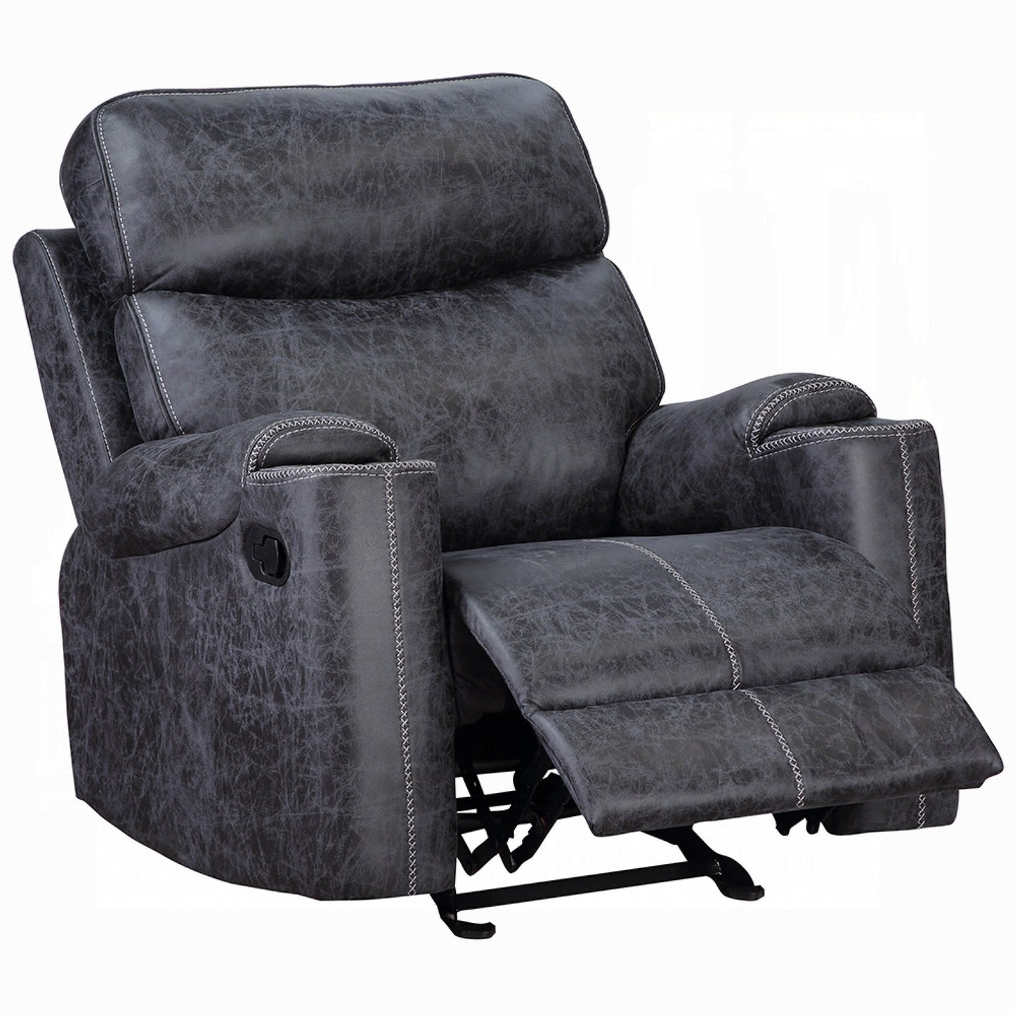 Fauteuil inclinable manuel Hori, microfibre gris foncé, accoudoirs porte-gobelets