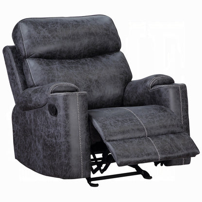 Fauteuil inclinable manuel Hori, microfibre gris foncé, accoudoirs porte-gobelets