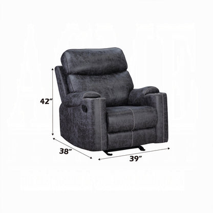 Fauteuil inclinable manuel Hori, microfibre gris foncé, accoudoirs porte-gobelets