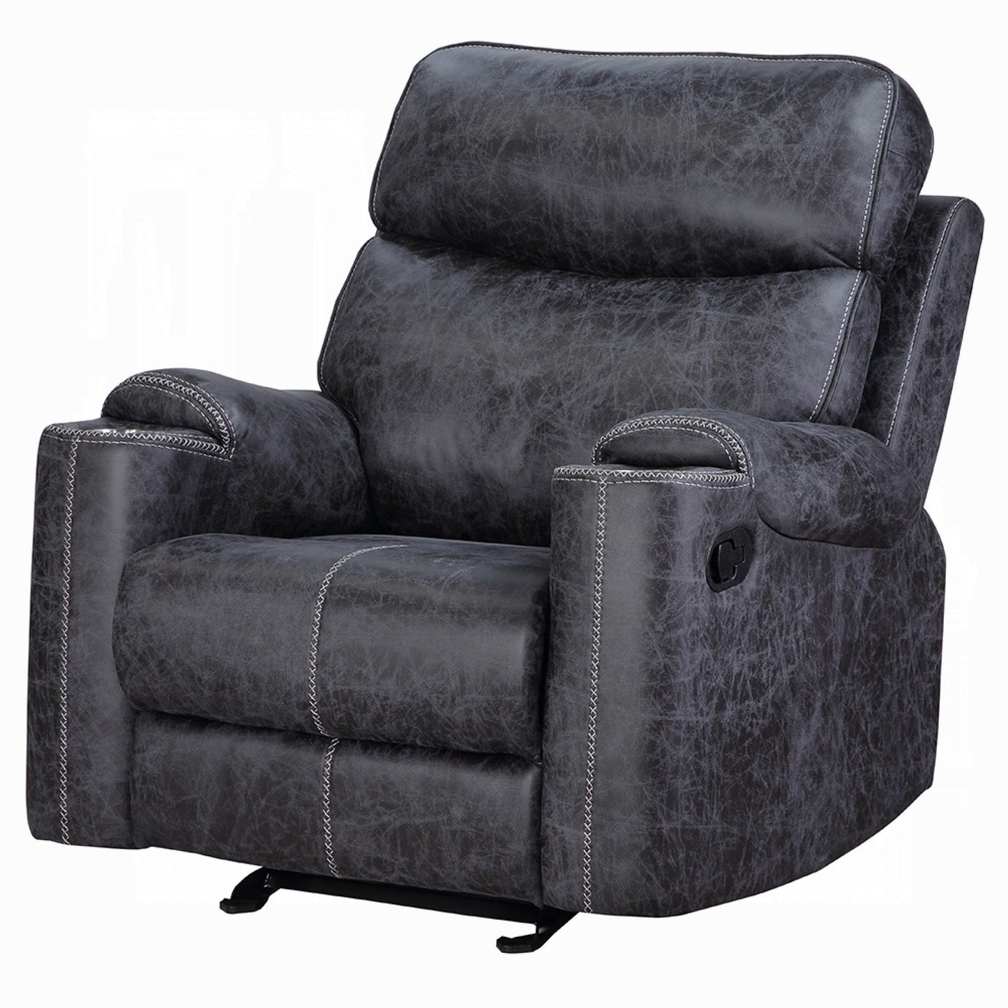 Fauteuil inclinable manuel Hori, microfibre gris foncé, accoudoirs porte-gobelets