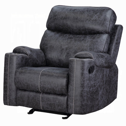 Fauteuil inclinable manuel Hori, microfibre gris foncé, accoudoirs porte-gobelets