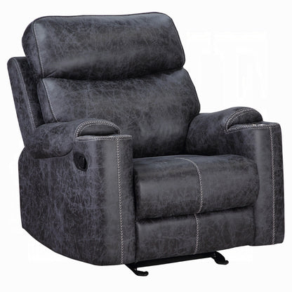 Fauteuil inclinable manuel Hori, microfibre gris foncé, accoudoirs porte-gobelets