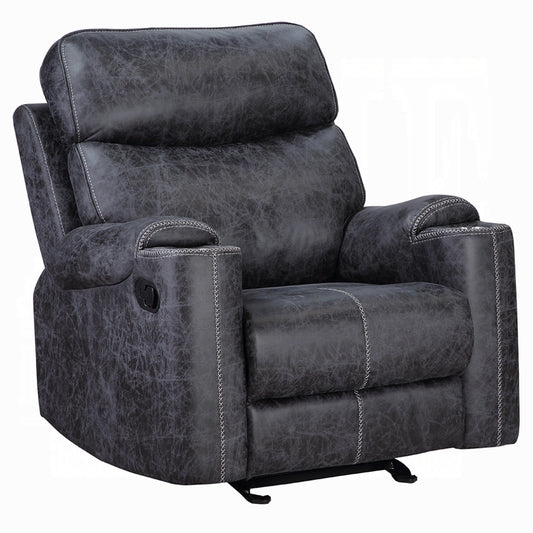 Fauteuil inclinable manuel Hori, microfibre gris foncé, accoudoirs porte-gobelets