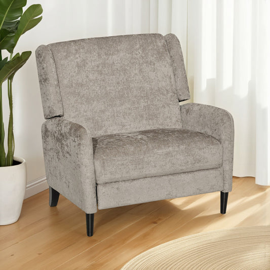 Fauteuil inclinable manuel Howie Pushback, bois brun foncé, beige texturé