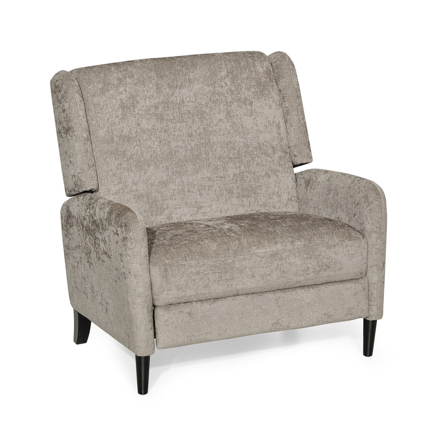 Fauteuil inclinable manuel Howie Pushback, bois brun foncé, beige texturé