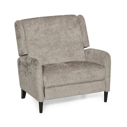 Fauteuil inclinable manuel Howie Pushback, bois brun foncé, beige texturé