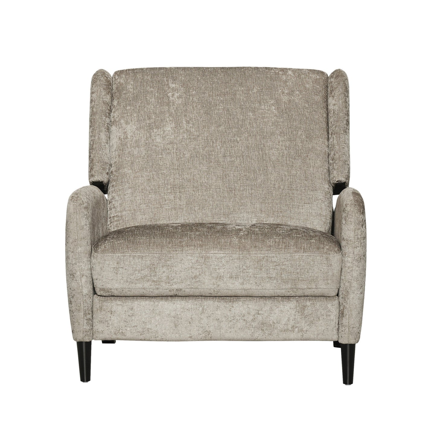 Fauteuil inclinable manuel Howie Pushback, bois brun foncé, beige texturé