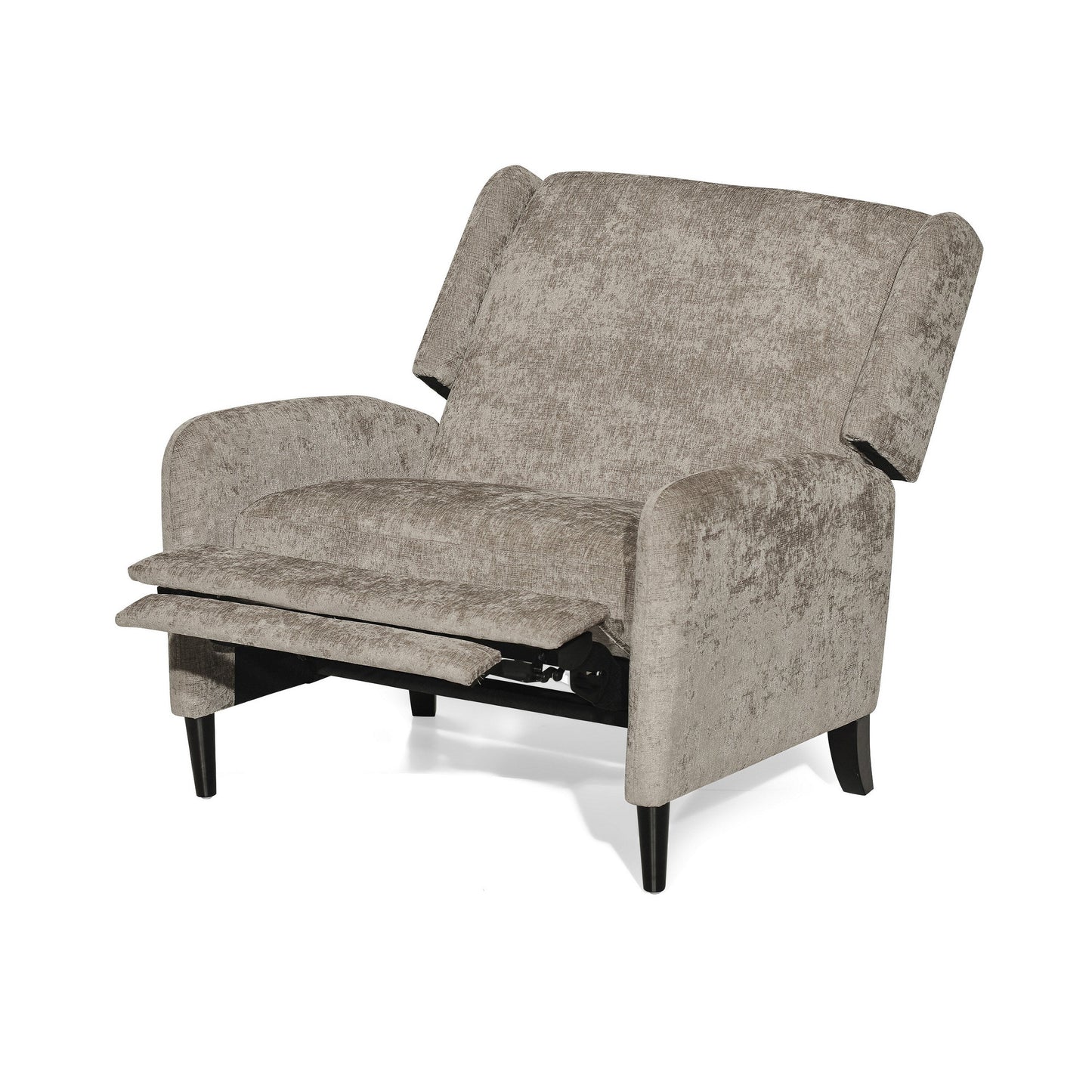 Fauteuil inclinable manuel Howie Pushback, bois brun foncé, beige texturé
