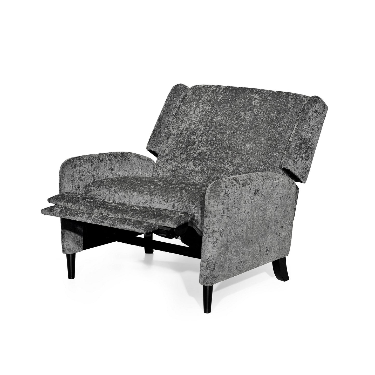 Fauteuil inclinable manuel Howie Pushback, bois brun foncé, gris texturé