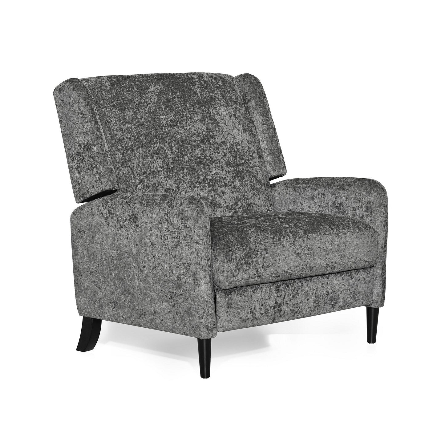 Fauteuil inclinable manuel Howie Pushback, bois brun foncé, gris texturé