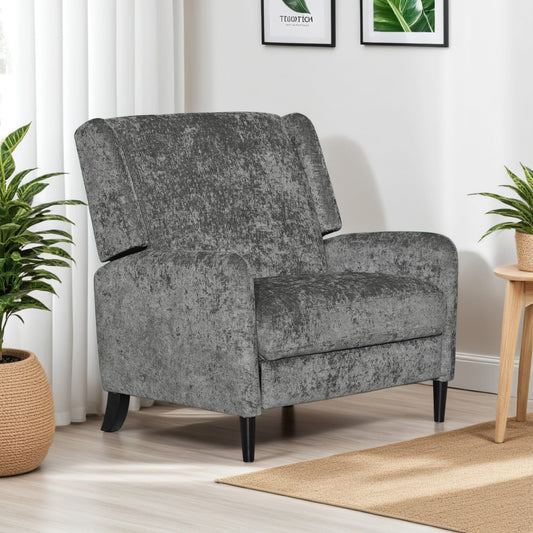 Fauteuil inclinable manuel Howie Pushback, bois brun foncé, gris texturé