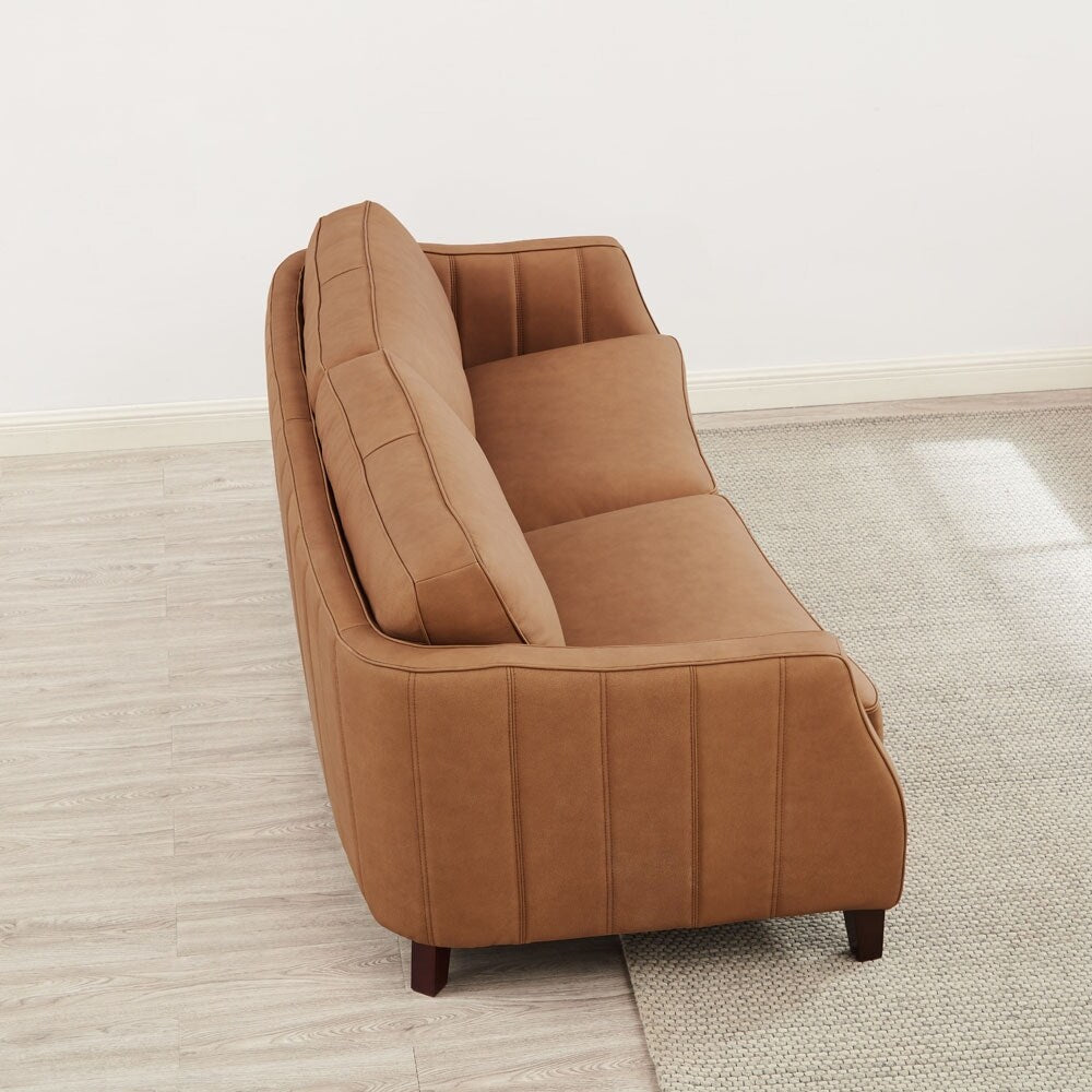 Canapé Hydeline Aria en cuir pleine fleur avec mousse à mémoire de forme et ressorts