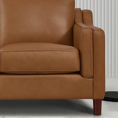 Canapé Hydeline Bella en cuir pleine fleur avec plumes, mousse à mémoire de forme et ressorts