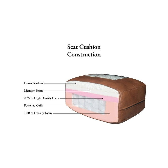 Canapé Hydeline Brookfield Waxy Pull-up en cuir pleine fleur avec plumes, mousse à mémoire de forme et ressorts