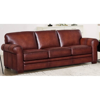 Canapé Hydeline Brookfield Waxy Pull-up en cuir pleine fleur avec plumes, mousse à mémoire de forme et ressorts