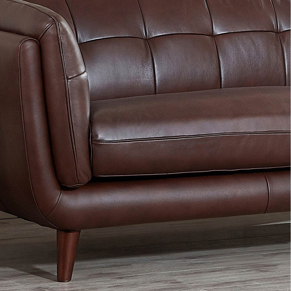 Canapé Hydeline Solana en cuir pleine fleur avec plumes, mousse à mémoire de forme et ressorts