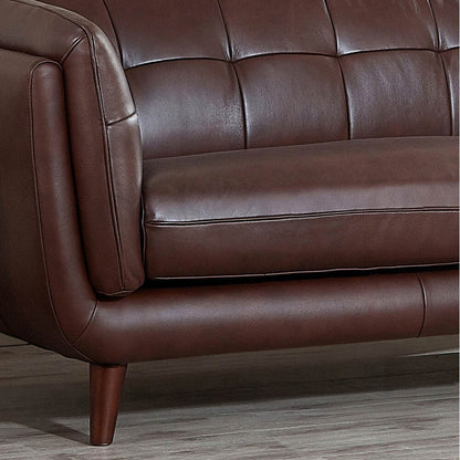 Canapé Hydeline Solana en cuir pleine fleur avec plumes, mousse à mémoire de forme et ressorts