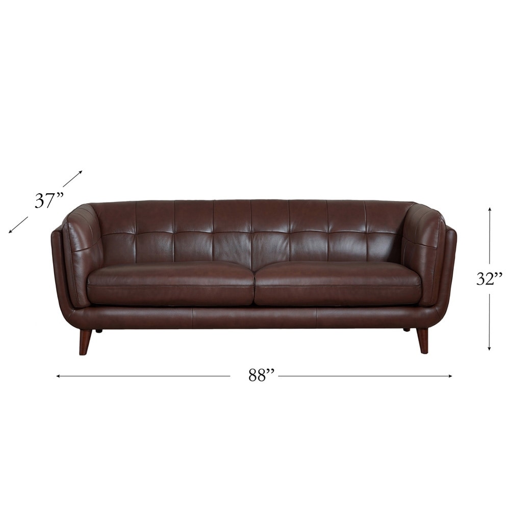 Canapé Hydeline Solana en cuir pleine fleur avec plumes, mousse à mémoire de forme et ressorts