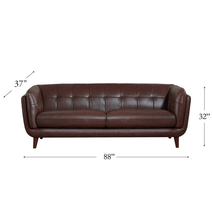 Canapé Hydeline Solana en cuir pleine fleur avec plumes, mousse à mémoire de forme et ressorts