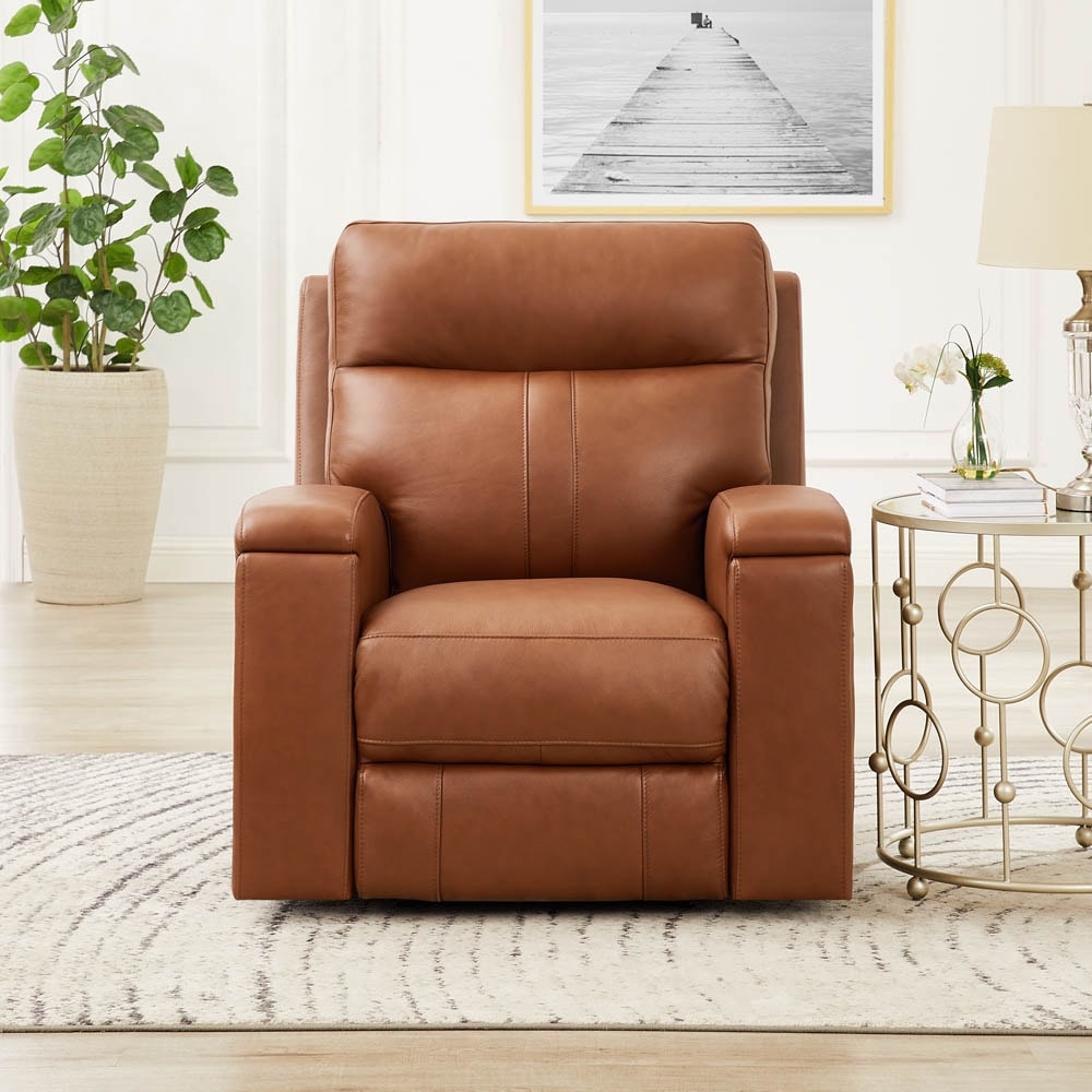 Fauteuil inclinable électrique Hydeline Venice Zero Gravity en cuir pleine fleur avec appui-tête et porte-gobelet